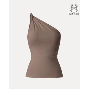 OGL Top Size S NEW Brown One Shoulder Twisted Brami Tank Stretch
